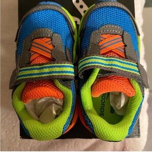 Saucony Kids' Blue and Lime Sneakers
